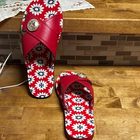 Tory Burch Red Daisy Women's Sandals size 7.5 - Picture 2 of 9